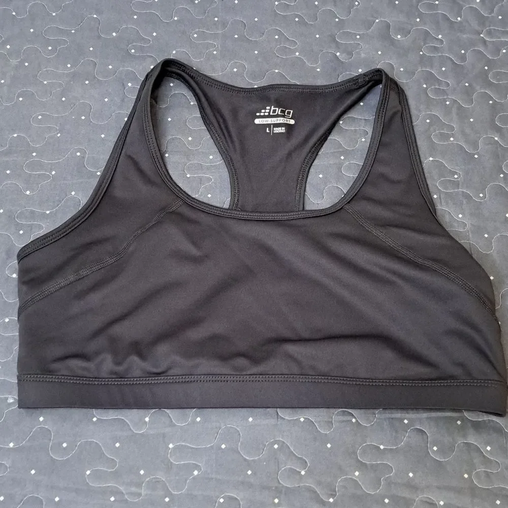 bcg gray low support sports bra size large
